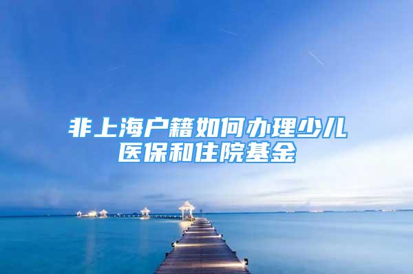 非上海戶籍如何辦理少兒醫(yī)保和住院基金