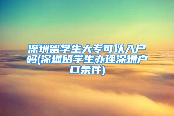 深圳留學生大?？梢匀霊魡?深圳留學生辦理深圳戶口條件)