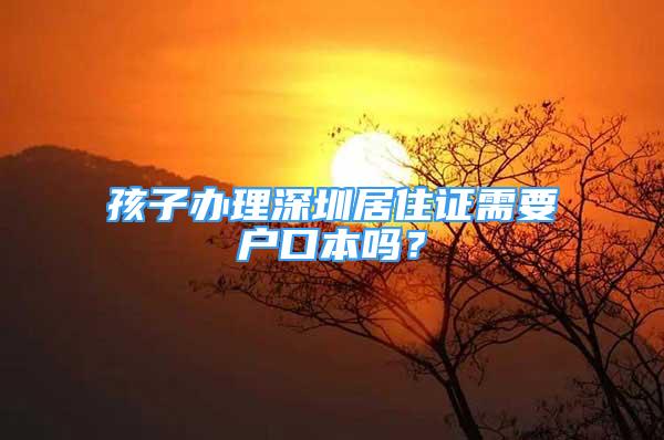 孩子辦理深圳居住證需要戶口本嗎？