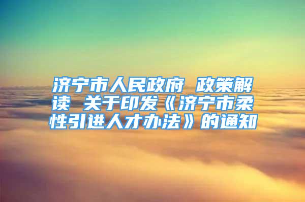 濟寧市人民政府 政策解讀 關于印發(fā)《濟寧市柔性引進人才辦法》的通知