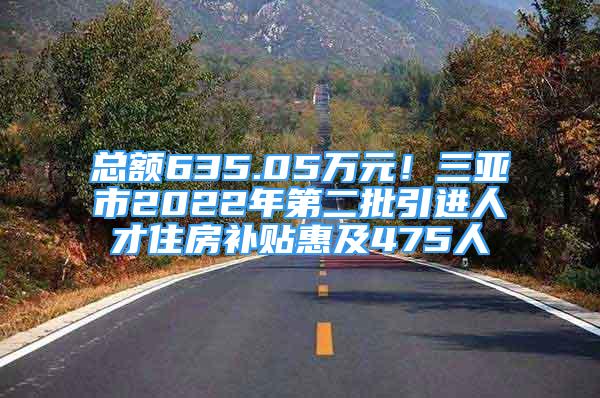 總額635.05萬元！三亞市2022年第二批引進人才住房補貼惠及475人