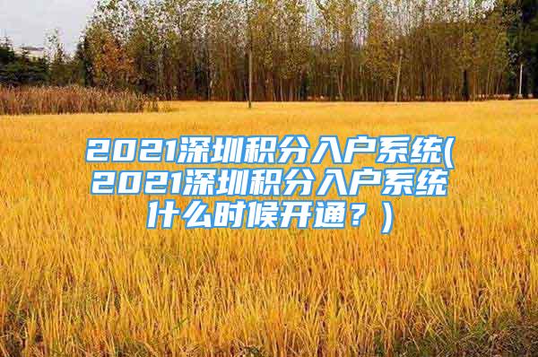 2021深圳積分入戶系統(tǒng)(2021深圳積分入戶系統(tǒng)什么時(shí)候開(kāi)通？)