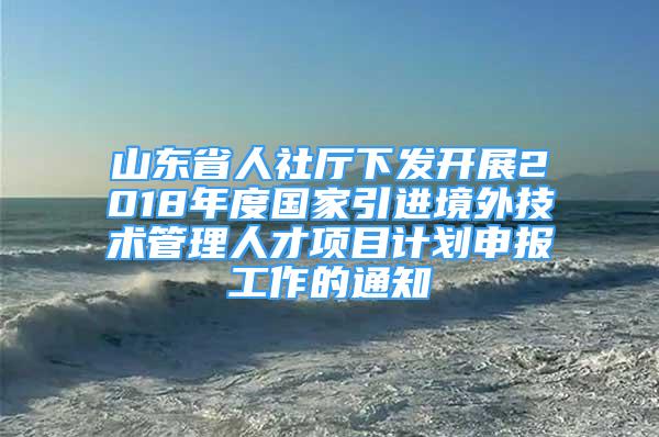 山東省人社廳下發(fā)開展2018年度國家引進(jìn)境外技術(shù)管理人才項(xiàng)目計(jì)劃申報(bào)工作的通知