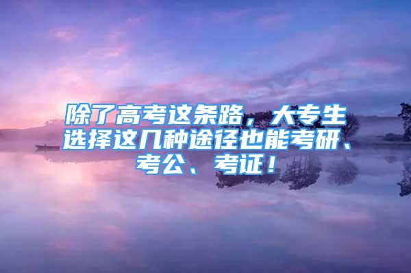 除了高考這條路，大專生選擇這幾種途徑也能考研、考公、考證！