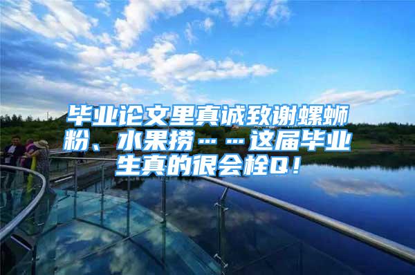 畢業(yè)論文里真誠致謝螺螄粉、水果撈……這屆畢業(yè)生真的很會栓Q！