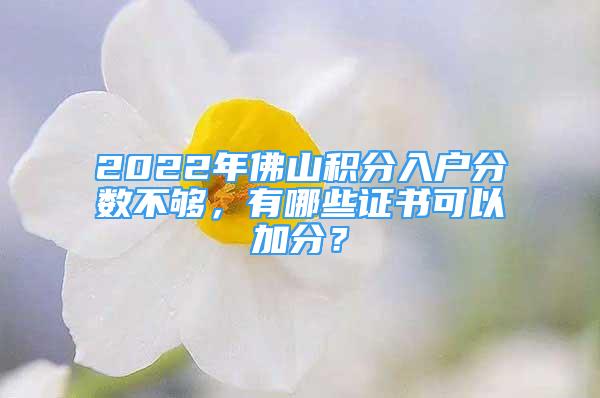 2022年佛山積分入戶分?jǐn)?shù)不夠，有哪些證書可以加分？