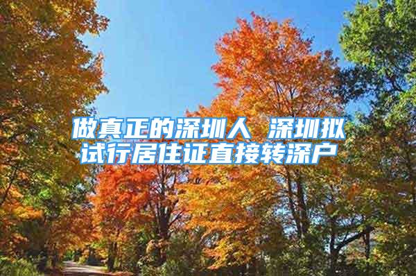 做真正的深圳人 深圳擬試行居住證直接轉(zhuǎn)深戶