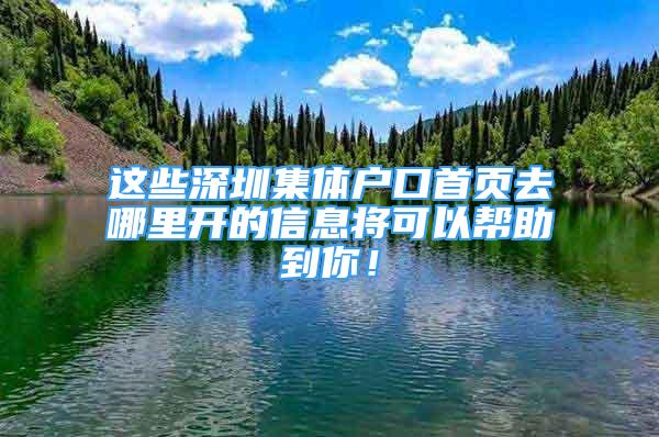 這些深圳集體戶(hù)口首頁(yè)去哪里開(kāi)的信息將可以幫助到你！