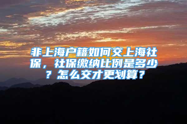 非上海戶籍如何交上海社保，社保繳納比例是多少？怎么交才更劃算？