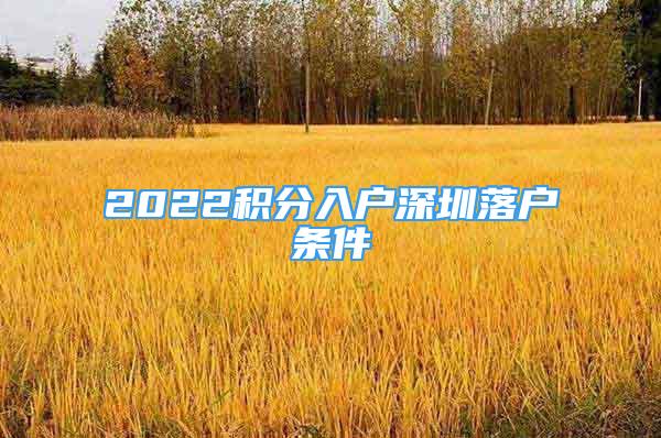 2022積分入戶深圳落戶條件