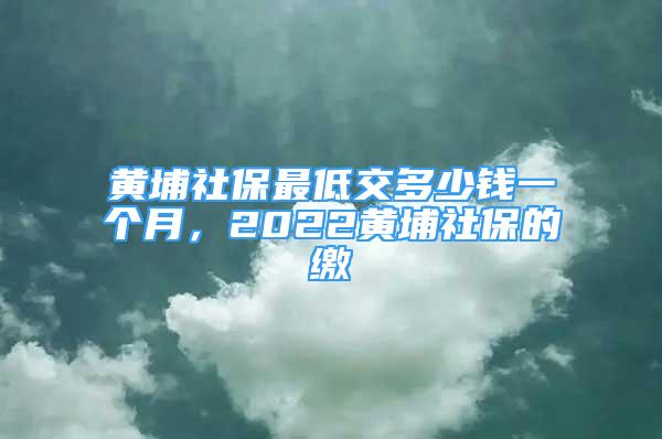 黃埔社保最低交多少錢一個(gè)月，2022黃埔社保的繳