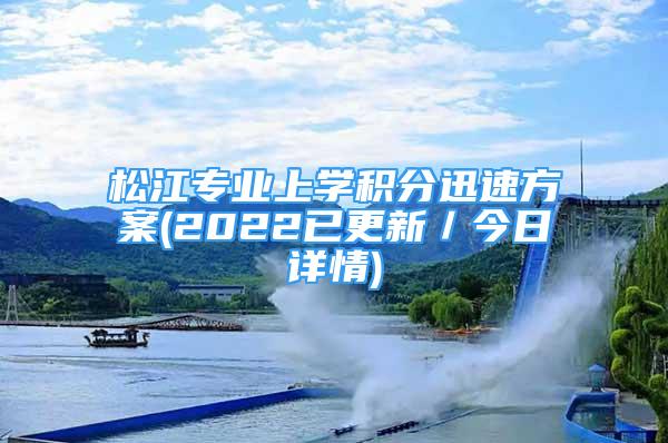 松江專業(yè)上學積分迅速方案(2022已更新／今日詳情)