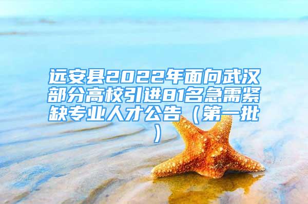 遠安縣2022年面向武漢部分高校引進81名急需緊缺專業(yè)人才公告（第一批）