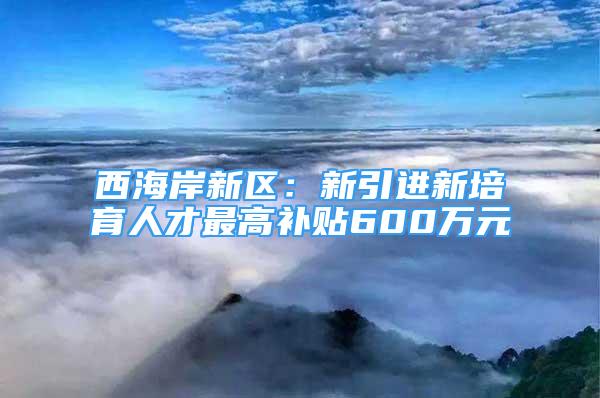 西海岸新區(qū)：新引進新培育人才最高補貼600萬元