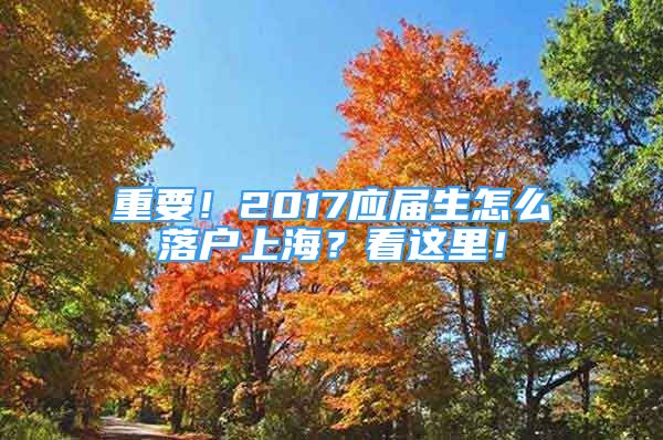 重要！2017應屆生怎么落戶上海？看這里！