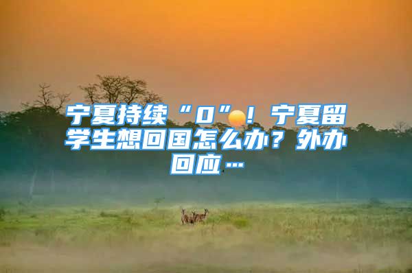 寧夏持續(xù)“0”！寧夏留學(xué)生想回國怎么辦？外辦回應(yīng)…