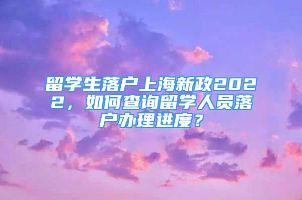 留學(xué)生落戶上海新政2022，如何查詢留學(xué)人員落戶辦理進(jìn)度？