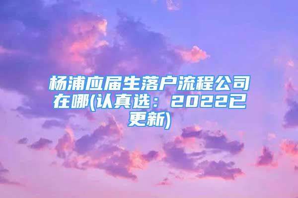 楊浦應(yīng)屆生落戶流程公司在哪(認(rèn)真選：2022已更新)