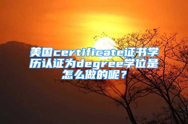 美國certificate證書學(xué)歷認(rèn)證為degree學(xué)位是怎么做的呢？