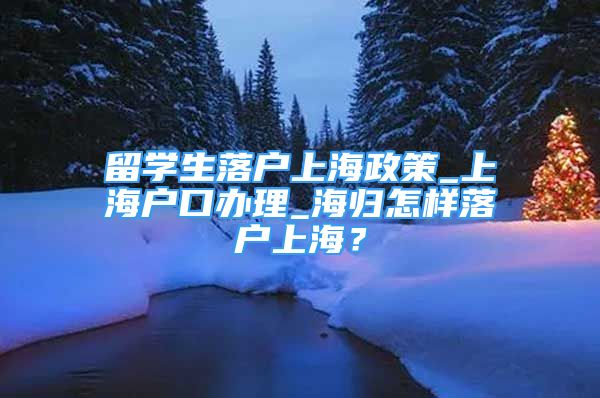 留學(xué)生落戶上海政策_(dá)上海戶口辦理_海歸怎樣落戶上海？