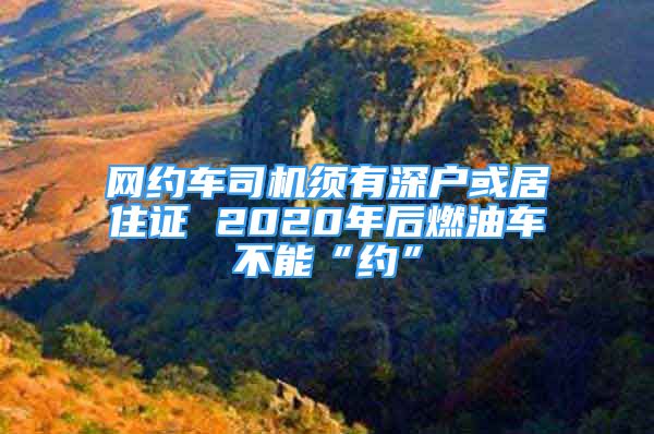 網(wǎng)約車司機須有深戶或居住證 2020年后燃油車不能“約”