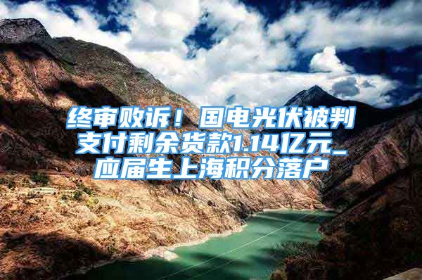 終審敗訴！國電光伏被判支付剩余貨款1.14億元_應(yīng)屆生上海積分落戶