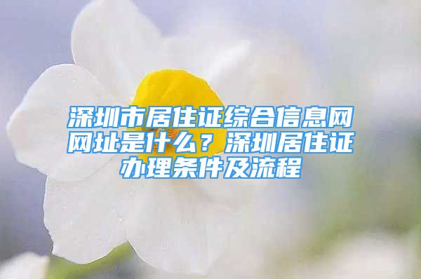 深圳市居住證綜合信息網網址是什么？深圳居住證辦理條件及流程