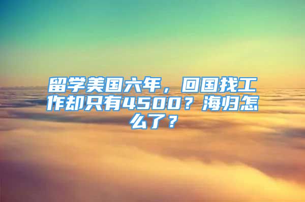 留學美國六年，回國找工作卻只有4500？海歸怎么了？