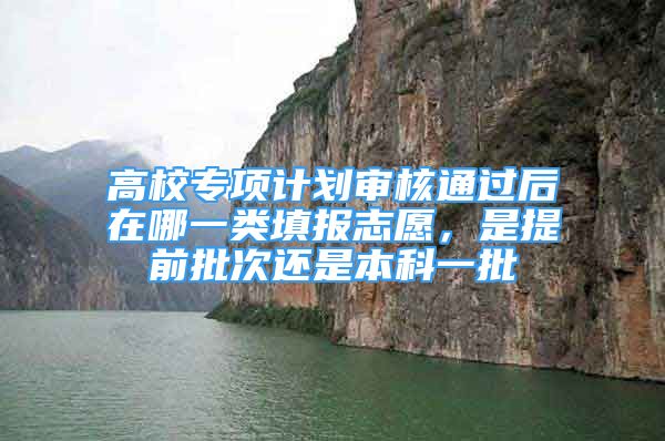 高校專項計劃審核通過后在哪一類填報志愿，是提前批次還是本科一批