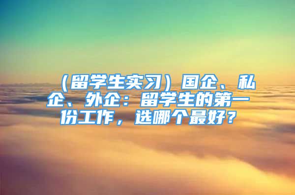 （留學(xué)生實(shí)習(xí)）國(guó)企、私企、外企：留學(xué)生的第一份工作，選哪個(gè)最好？