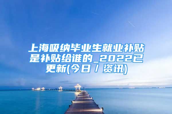 上海吸納畢業(yè)生就業(yè)補貼是補貼給誰的_2022已更新(今日／資訊)