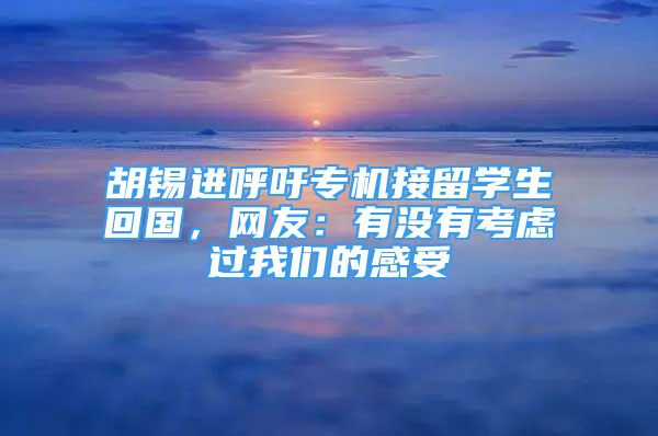 胡錫進(jìn)呼吁專機(jī)接留學(xué)生回國，網(wǎng)友：有沒有考慮過我們的感受