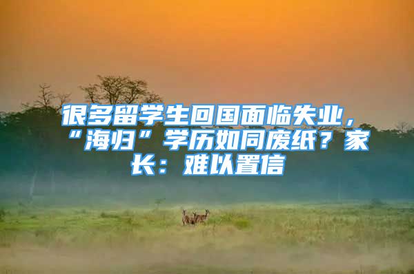 很多留學(xué)生回國(guó)面臨失業(yè)，“海歸”學(xué)歷如同廢紙？家長(zhǎng)：難以置信