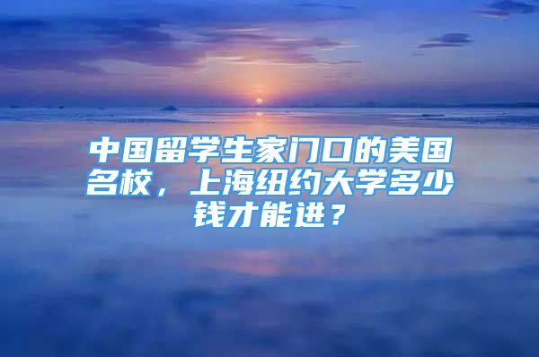 中國留學生家門口的美國名校，上海紐約大學多少錢才能進？