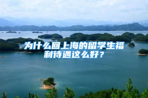 為什么回上海的留學生福利待遇這么好？