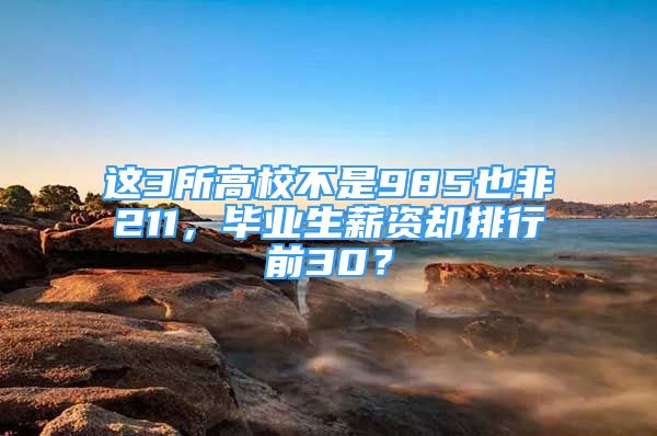 這3所高校不是985也非211，畢業(yè)生薪資卻排行前30？