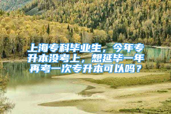 上海?？飘厴I(yè)生，今年專升本沒考上，想延畢一年再考一次專升本可以嗎？