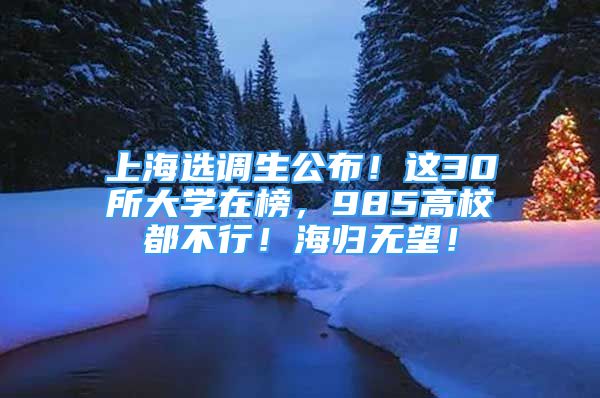 上海選調生公布！這30所大學在榜，985高校都不行！海歸無望！