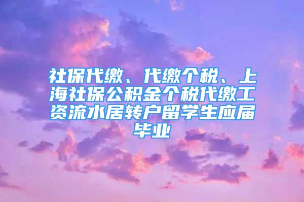 社保代繳、代繳個稅、上海社保公積金個稅代繳工資流水居轉(zhuǎn)戶留學(xué)生應(yīng)屆畢業(yè)