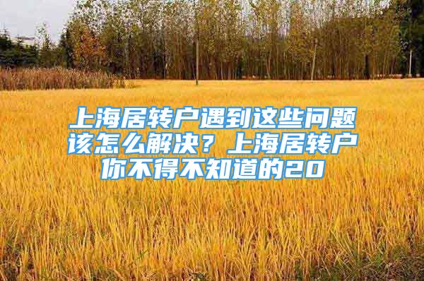 上海居轉(zhuǎn)戶遇到這些問題該怎么解決？上海居轉(zhuǎn)戶你不得不知道的20