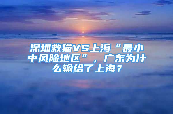 深圳救貓VS上?！白钚≈酗L(fēng)險(xiǎn)地區(qū)”，廣東為什么輸給了上海？