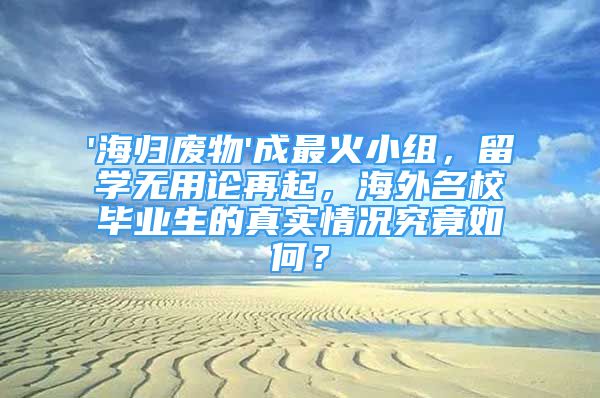 '海歸廢物'成最火小組，留學(xué)無用論再起，海外名校畢業(yè)生的真實(shí)情況究竟如何？