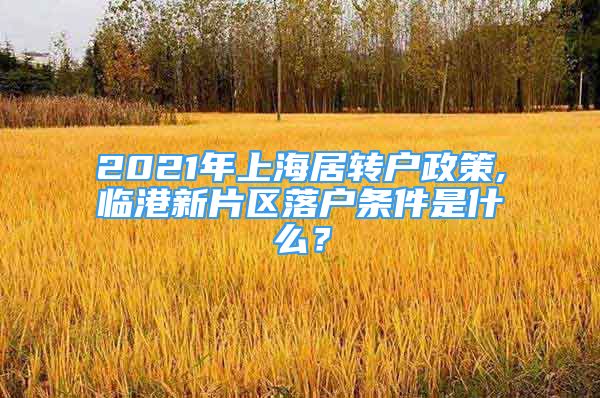 2021年上海居轉(zhuǎn)戶政策,臨港新片區(qū)落戶條件是什么？