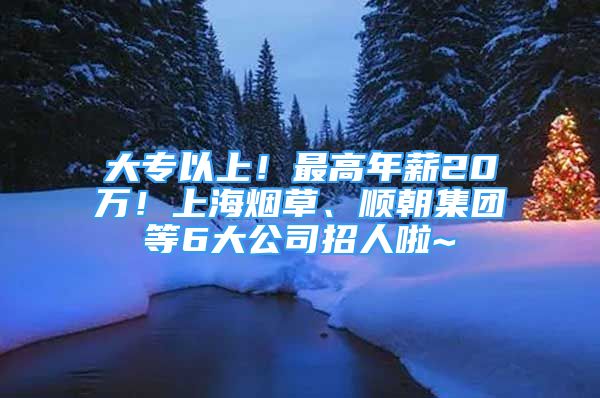 大專以上！最高年薪20萬！上海煙草、順朝集團(tuán)等6大公司招人啦~