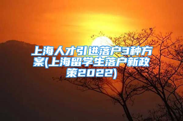 上海人才引進落戶3種方案(上海留學(xué)生落戶新政策2022)