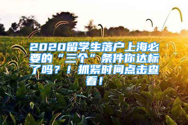 2020留學(xué)生落戶上海必要的“三個(gè)”條件你達(dá)標(biāo)了嗎？！抓緊時(shí)間點(diǎn)擊查看！