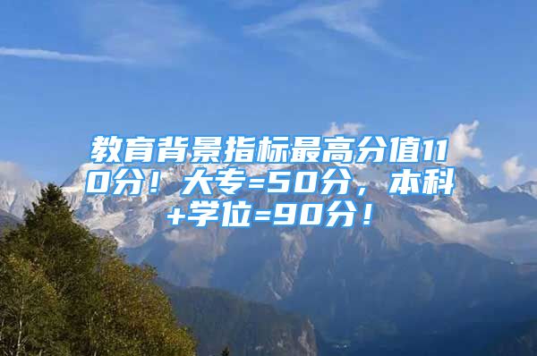 教育背景指標(biāo)最高分值110分！大專=50分，本科+學(xué)位=90分！