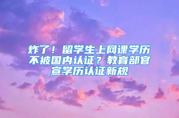 炸了！留學(xué)生上網(wǎng)課學(xué)歷不被國內(nèi)認(rèn)證？教育部官宣學(xué)歷認(rèn)證新規(guī)