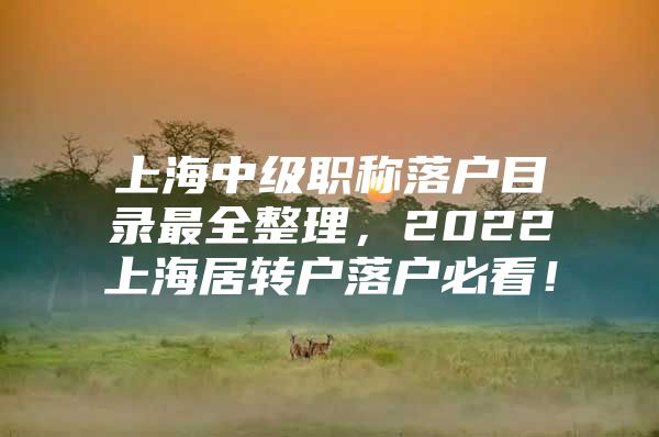 上海中級職稱落戶目錄最全整理，2022上海居轉戶落戶必看！