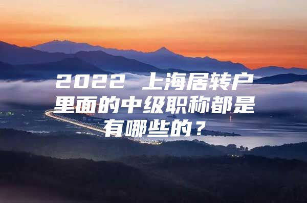 2022 上海居轉(zhuǎn)戶里面的中級職稱都是有哪些的？